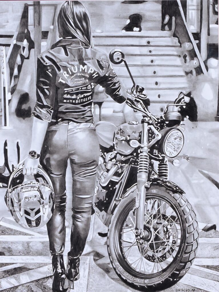 新人賞　一般　中村 幸彦　Lady Biker　鉛筆画